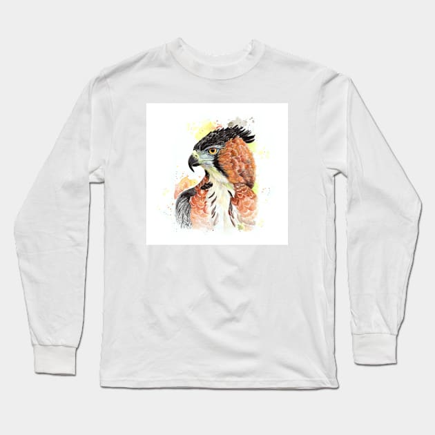 Wild beauty Ornate hawk eagle Watercolor Long Sleeve T-Shirt by justarts